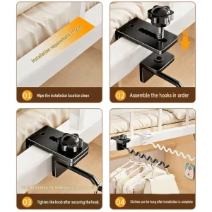 Clamp-On Drying Rack with Curved Bar for Balcony Rail Laundry