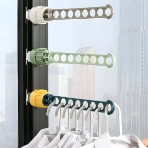 Laundry Drying Rack Portable Window Mounted Removable Clothesline 8 Holes Stand