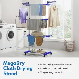 4 Tier Foldable Clothes Drying Poll/Rack | Adjustable Hanger Laundry Rack
